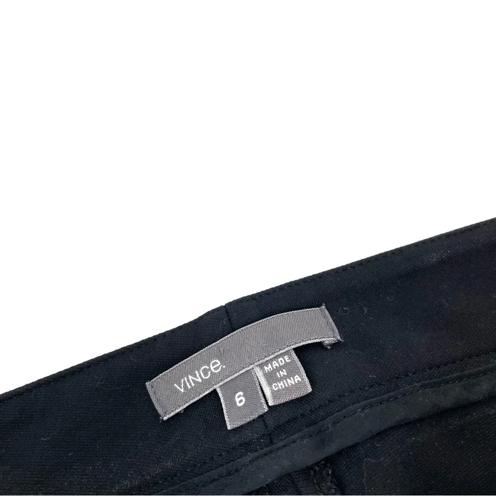 VINCE Black Ankle Zip Fly Double Button Pull On Stretchy Knit Work Career Pants